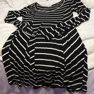 Black and White Striped Skater Dress